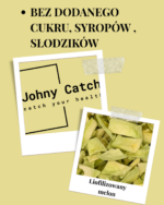 Grafika Johny Catch z liofilizowanym melonem i komunikatem: bez dodanego cukru, syropów i słodzików.