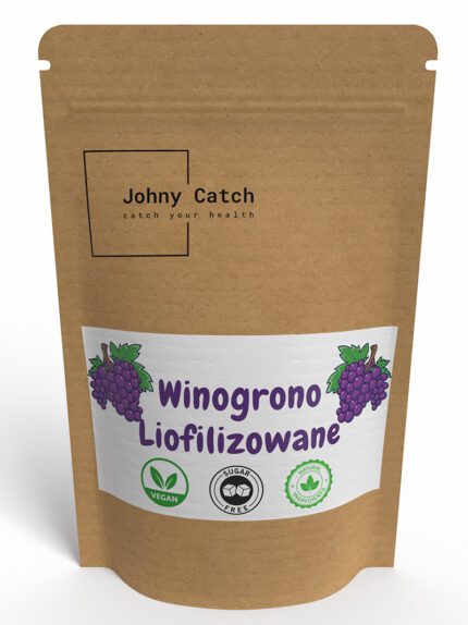 liofilizowane winogrono w opakowaniu kraftowym