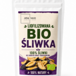 Opakowanie Johny Catch BIO Śliwka – liofilizowane owoce 100% owocu, bez dodatku cukru, bez powłok hydrofobowych, naturalnie chrupiące.