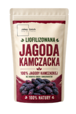 Opakowanie liofilizowanej jagody kamczackiej Johny Catch na transparentnym tle.